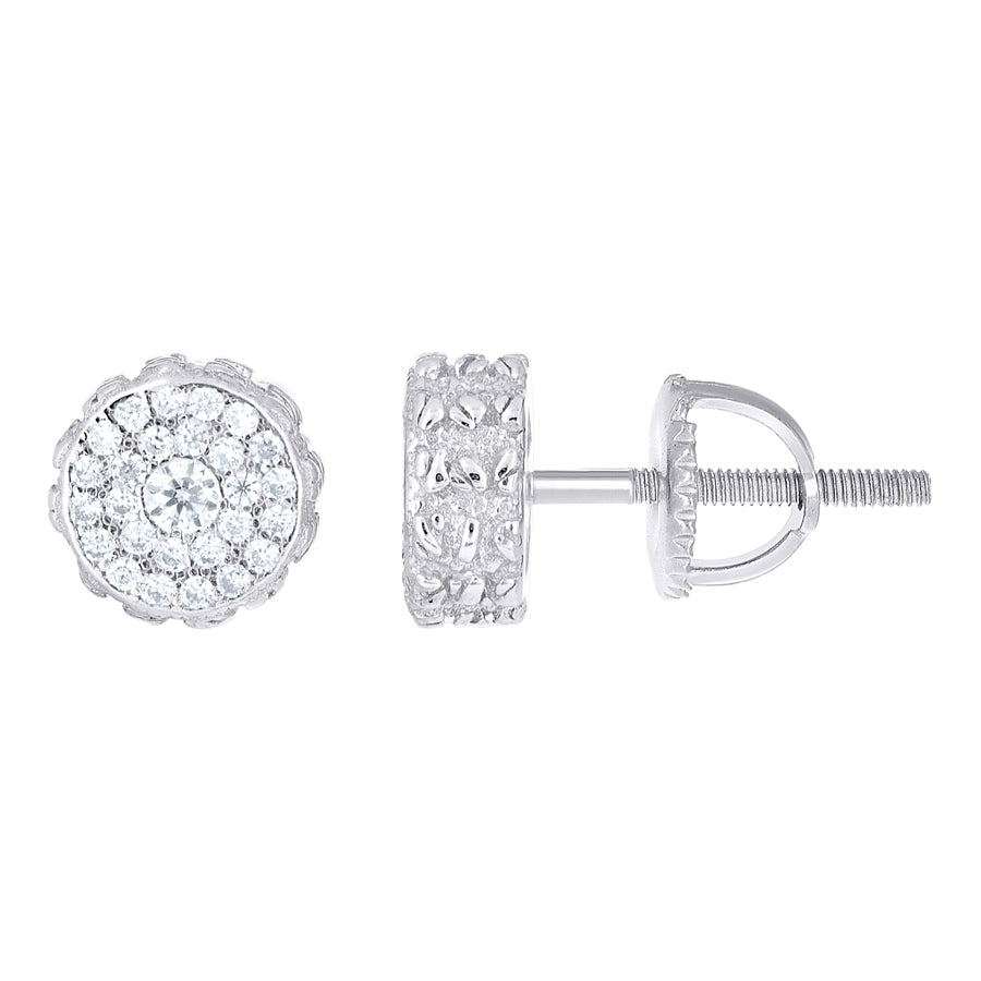 925 Sterling Silver Womens Round 0.36ct Moissanite Nugget Round Fashion Stud Earrings