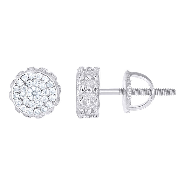 925 Sterling Silver Womens Round 0.36ct Moissanite Nugget Round Fashion Stud Earrings
