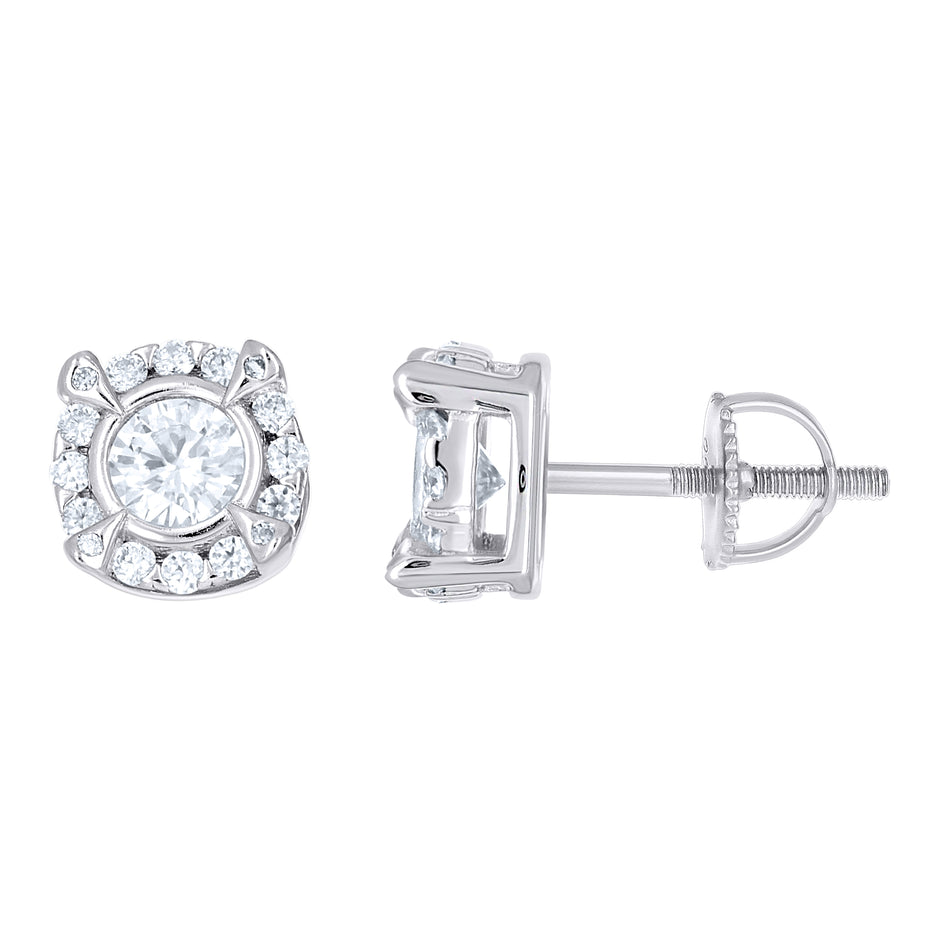 925 Sterling Silver Womens Round 1.31ct Moissanite Round Fashion Stud Earrings