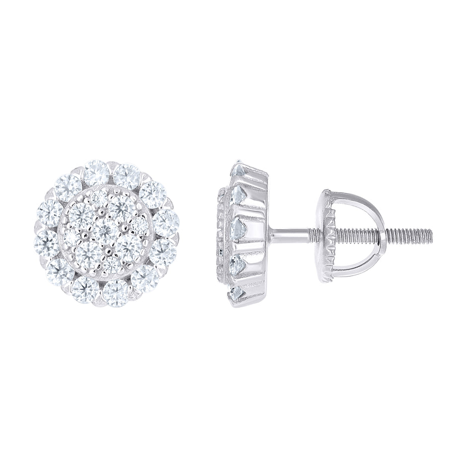 925 Sterling Silver Womens Round 1.26ct Moissanite Round Fashion Stud Earrings
