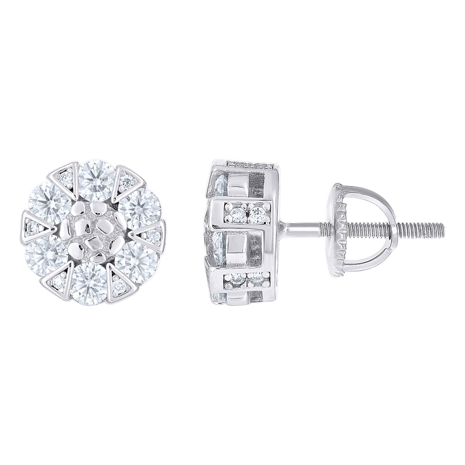 925 Sterling Silver Womens Round 1.37ct Moissanite Round Fashion Stud Earrings