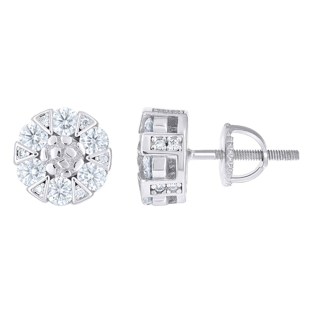 925 Sterling Silver Womens Round 1.37ct Moissanite Round Fashion Stud Earrings