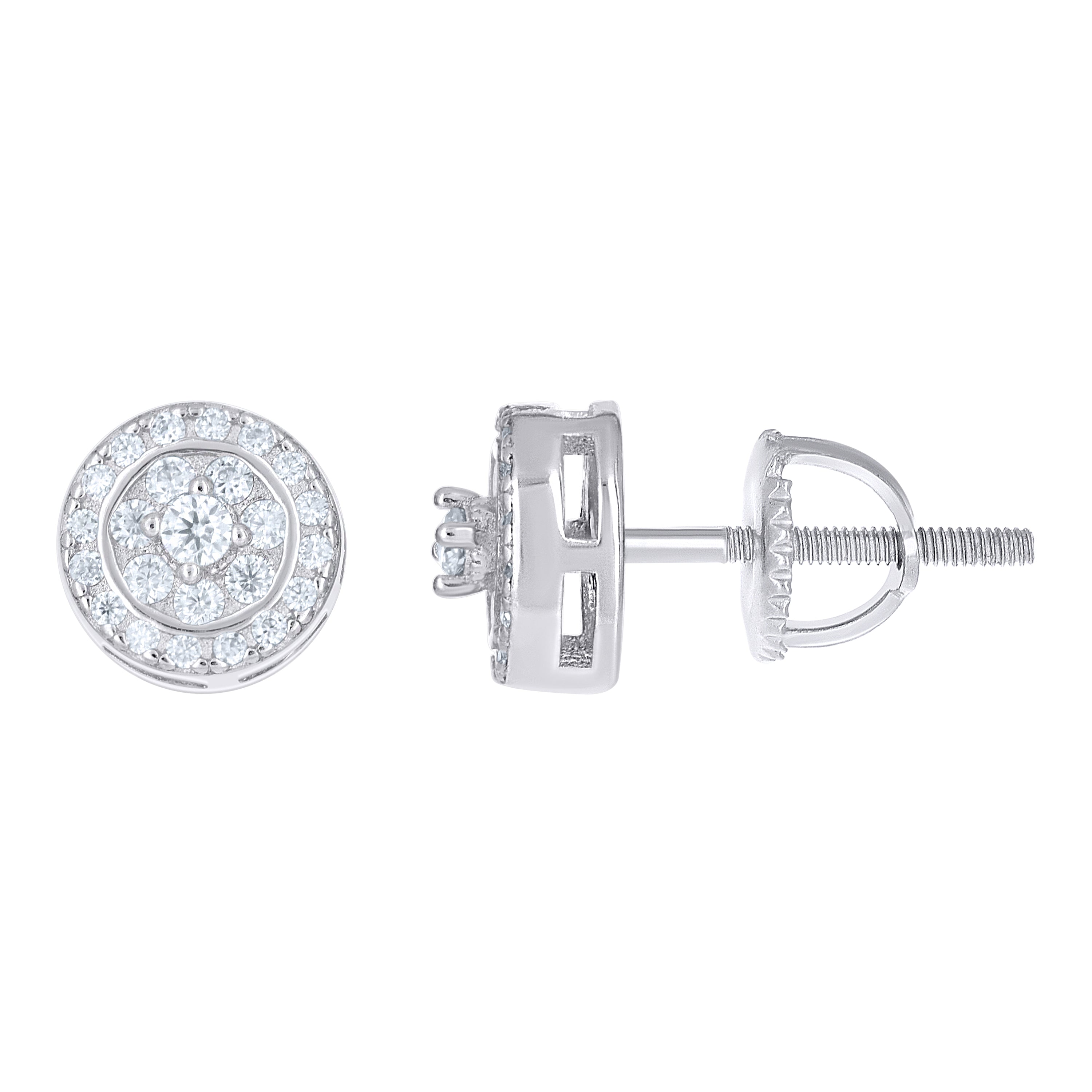 925 Sterling Silver Womens Round 0.45ct Moissanite Round Fashion Stud Earrings