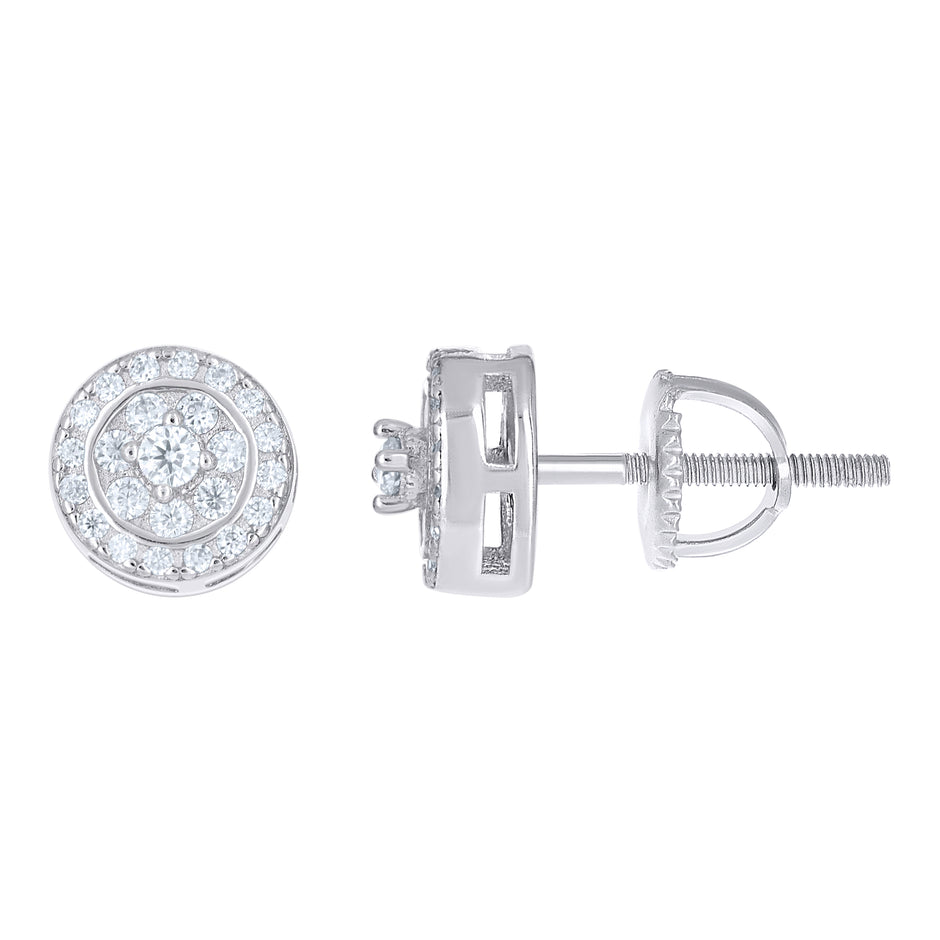 925 Sterling Silver Womens Round 0.45ct Moissanite Round Fashion Stud Earrings