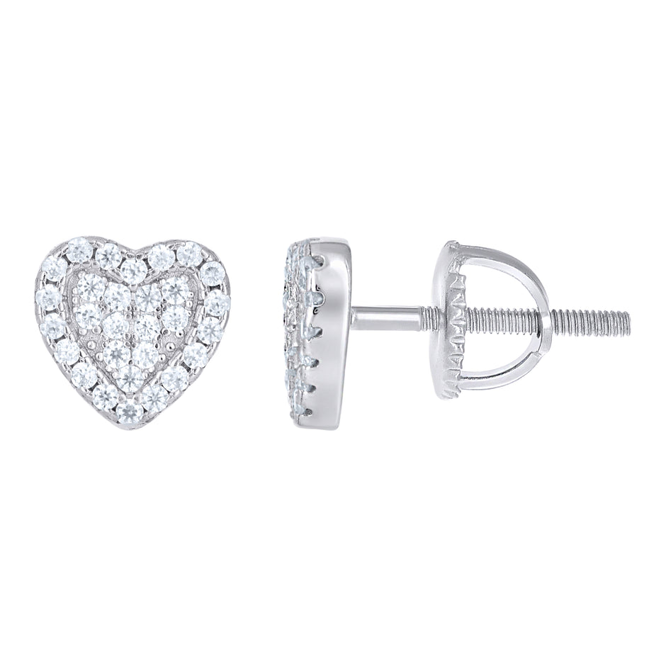 925 Sterling Silver Womens Round 0.36ct Moissanite Heart Stud Earrings