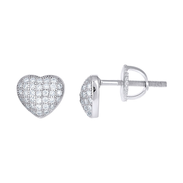 925 Sterling Silver Womens Round 0.42ct Moissanite Heart Stud Earrings