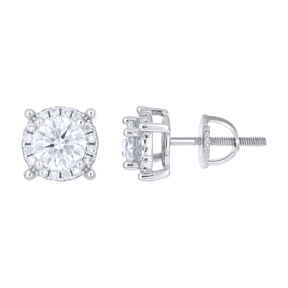 925 Sterling Silver Womens Round 1.26ct Moissanite Round Fashion Stud Earrings