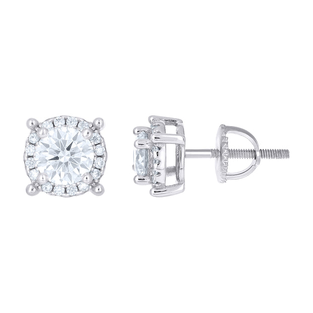 925 Sterling Silver Womens Round 1.26ct Moissanite Round Fashion Stud Earrings