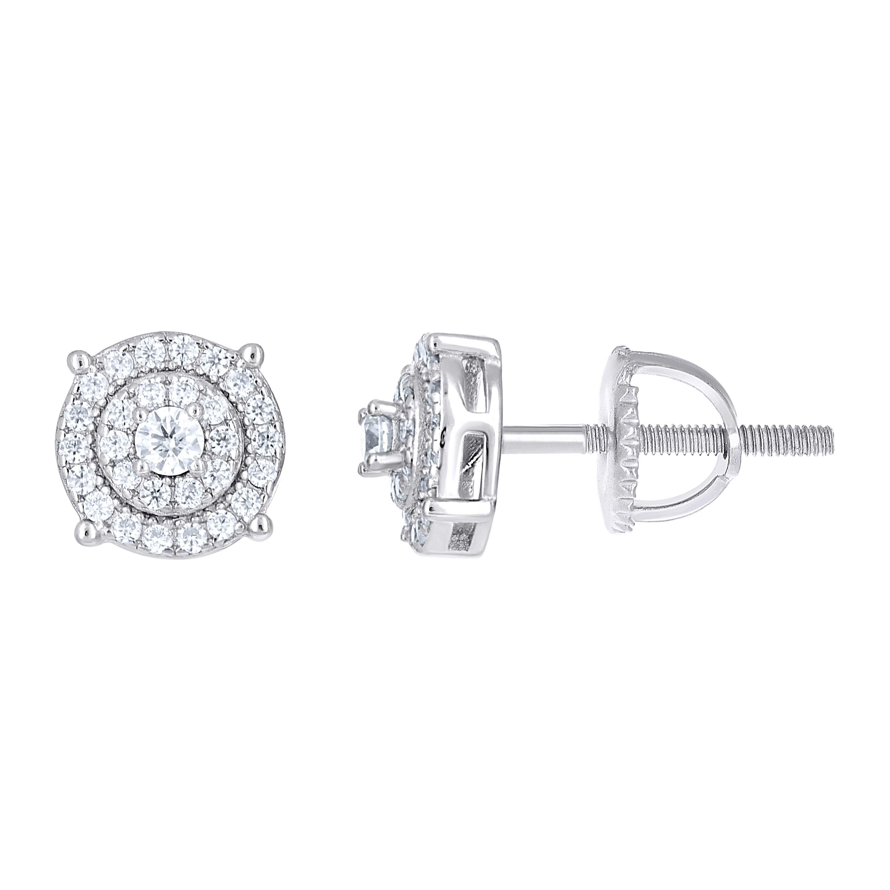 925 Sterling Silver Womens Round 0.40ct Moissanite Round Fashion Stud Earrings