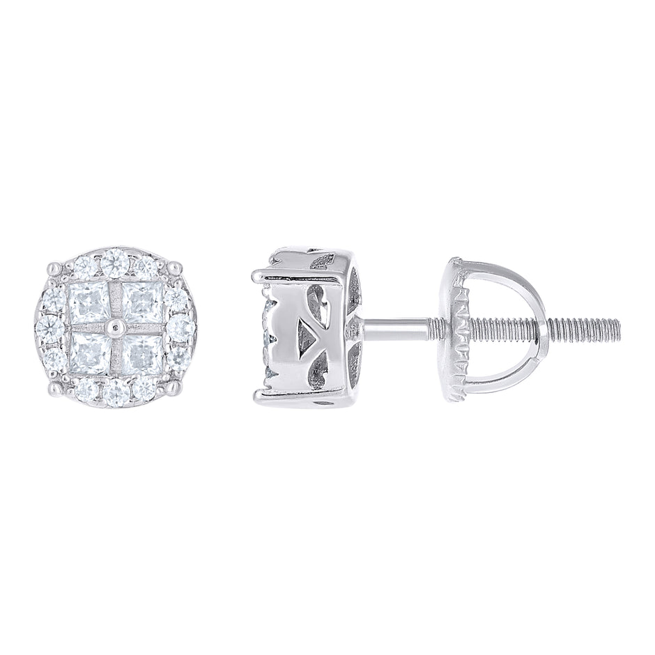 925 Sterling Silver Unisex Round Princess-cut 0.15ct, 0.29ct Moissanite Round Fashion Stud Earrings