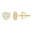 925 Sterling Silver Yellow-tone Womens Cubic-Zirconia Heart Stud Earrings