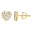 925 Sterling Silver Yellow-tone Womens Cubic-Zirconia Heart Stud Earrings