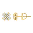 925 Sterling Silver Yellow-tone Womens Round Baguette Cubic-Zirconia Clover Good Luck Stud Earrings