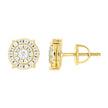 925 Sterling Silver Yellow-tone Unisex Cubic-Zirconia Round Fashion Stud Earrings