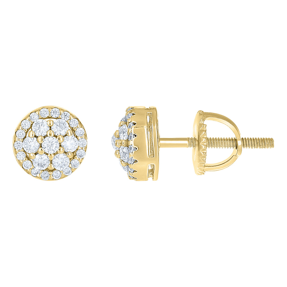 925 Sterling Silver Yellow-tone Womens Cubic-Zirconia Round Fashion Stud Earrings