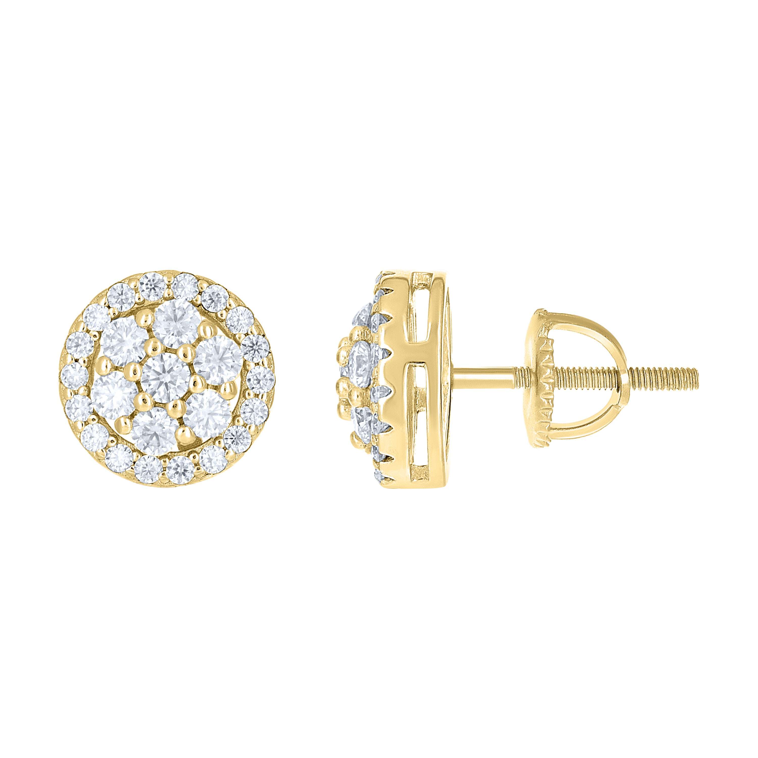 925 Sterling Silver Yellow-tone Womens Cubic-Zirconia Round Fashion Stud Earrings