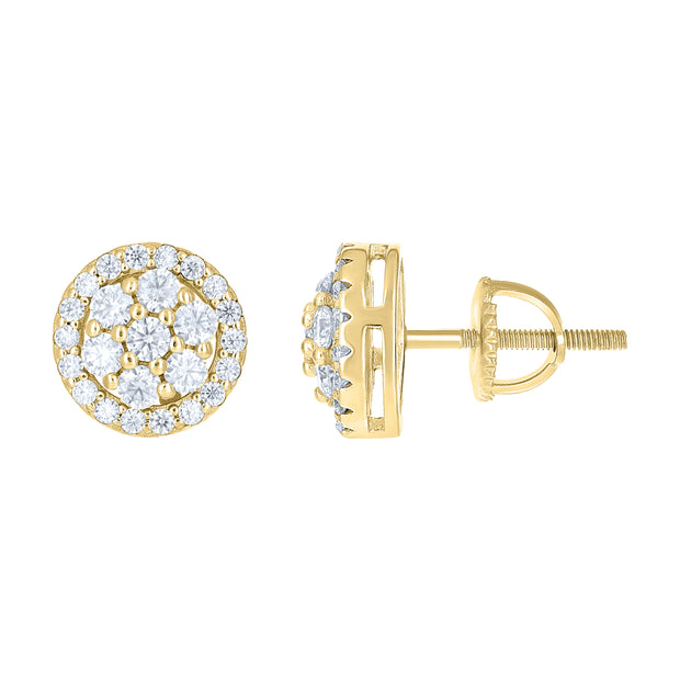 925 Sterling Silver Yellow-tone Womens Cubic-Zirconia Round Fashion Stud Earrings