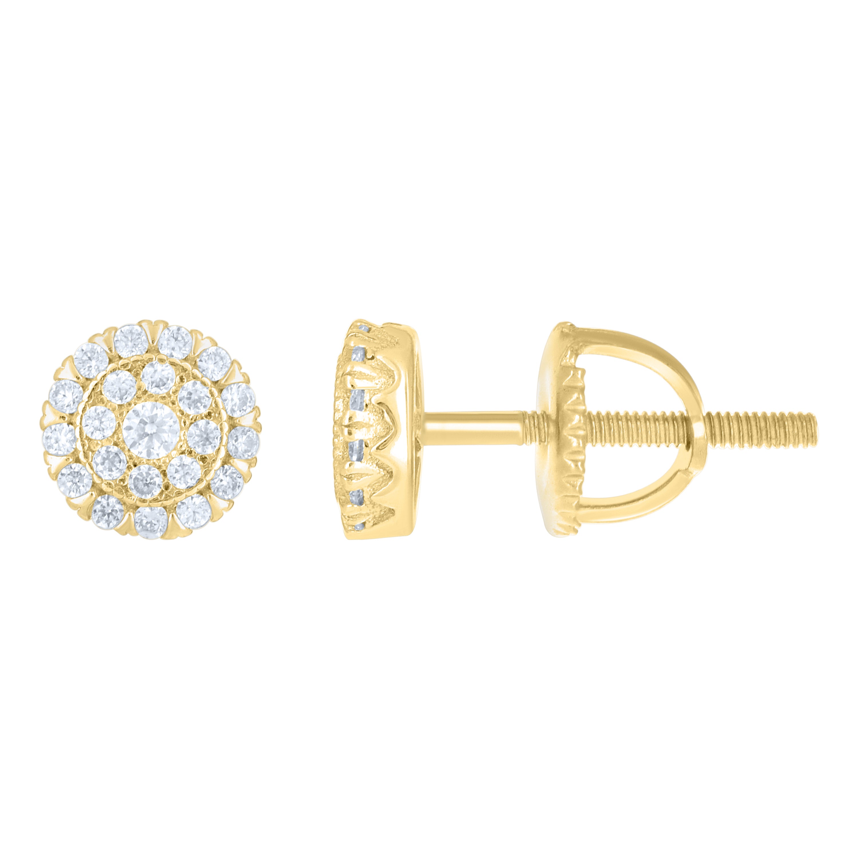 925 Sterling Silver Yellow-tone Womens Cubic-Zirconia Round Fashion Stud Earrings