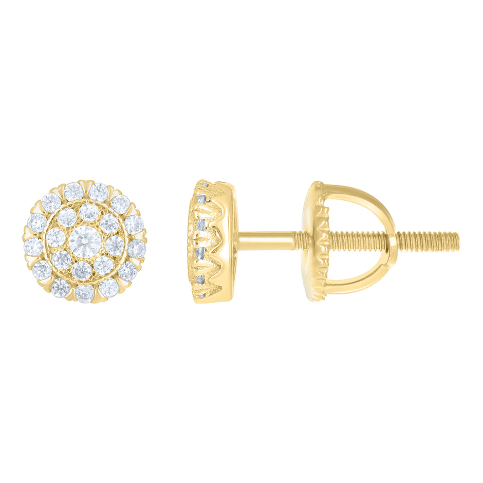925 Sterling Silver Yellow-tone Womens Cubic-Zirconia Round Fashion Stud Earrings