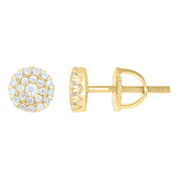 925 Sterling Silver Yellow-tone Womens Cubic-Zirconia Round Fashion Stud Earrings