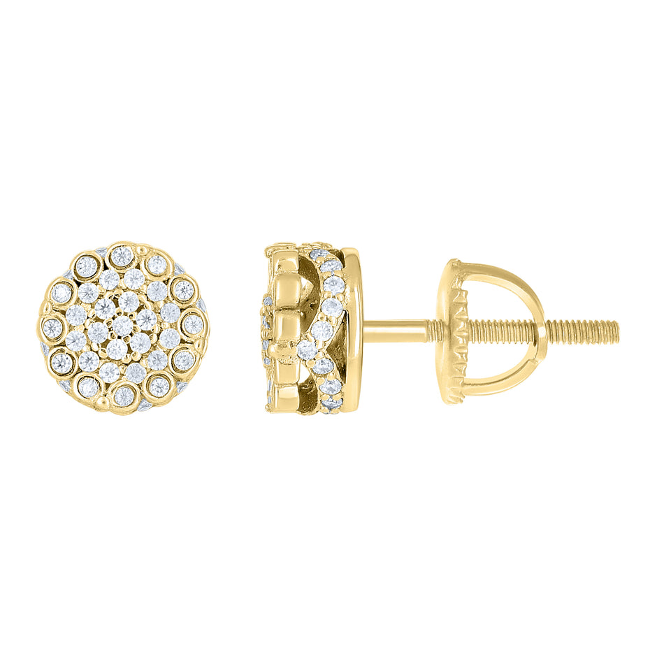 925 Sterling Silver Yellow-tone Womens Cubic-Zirconia Round Fashion Stud Earrings