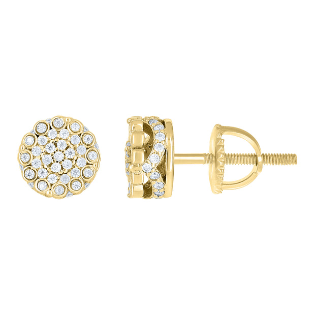 925 Sterling Silver Yellow-tone Womens Cubic-Zirconia Round Fashion Stud Earrings