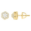 925 Sterling Silver Yellow-tone Womens Cubic-Zirconia Flower Fashion Stud Earrings