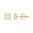 925 Sterling Silver Yellow-tone Unisex Cubic-Zirconia Square Fashion Stud Earrings