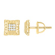 925 Sterling Silver Yellow-tone Unisex Cubic-Zirconia Nugget Square Fashion Stud Earrings