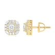 925 Sterling Silver Yellow-tone Womens Round Marquise/Princess-cut Cubic-Zirconia Square Fashion Stud Earrings