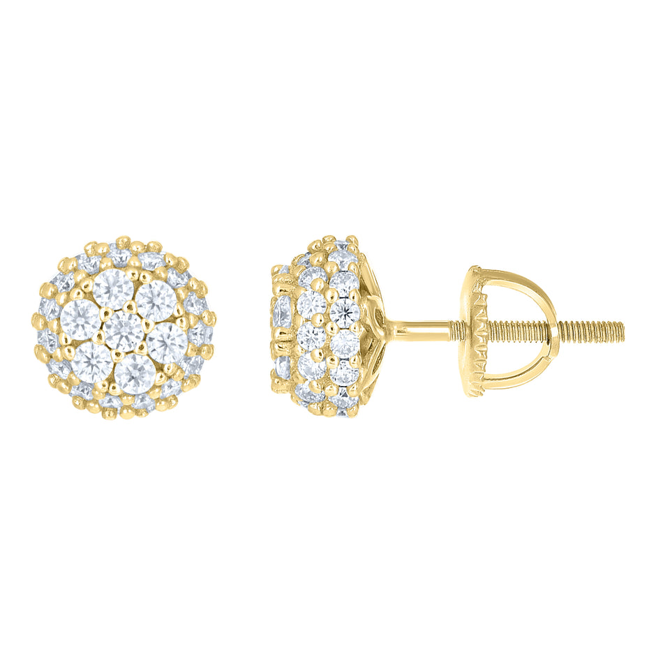925 Sterling Silver Yellow-tone Womens Cubic-Zirconia Round Fashion Stud Earrings
