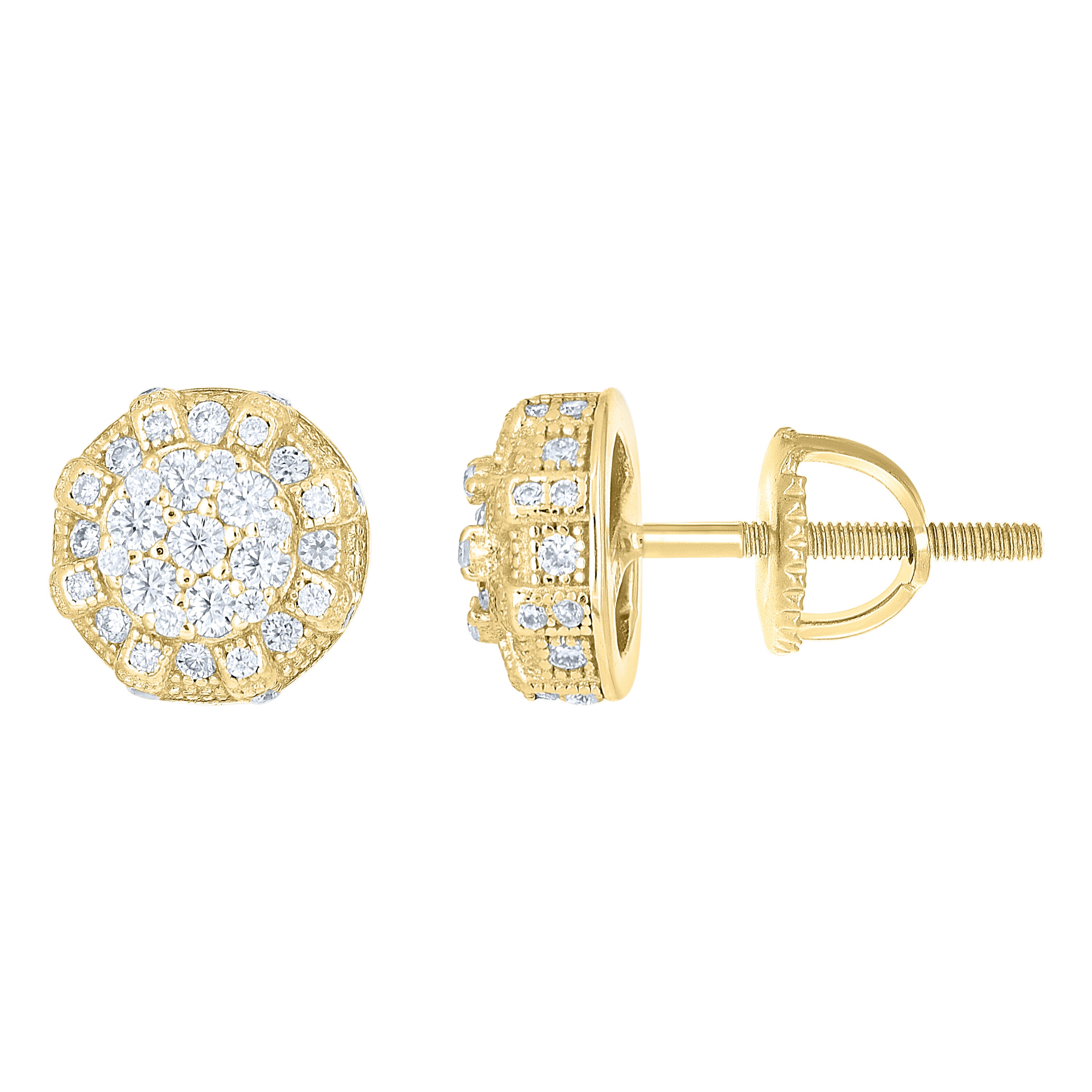 925 Sterling Silver Yellow-tone Womens Cubic-Zirconia Round Fashion Stud Earrings
