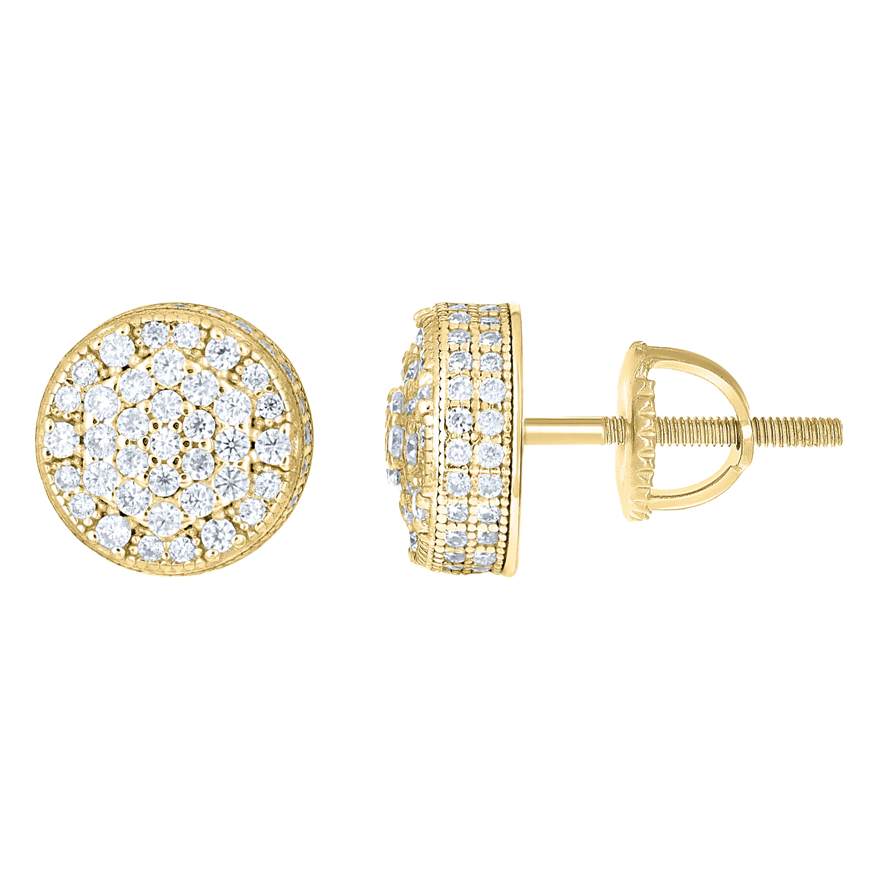 925 Sterling Silver Yellow-tone Womens Cubic-Zirconia Round Fashion Stud Earrings