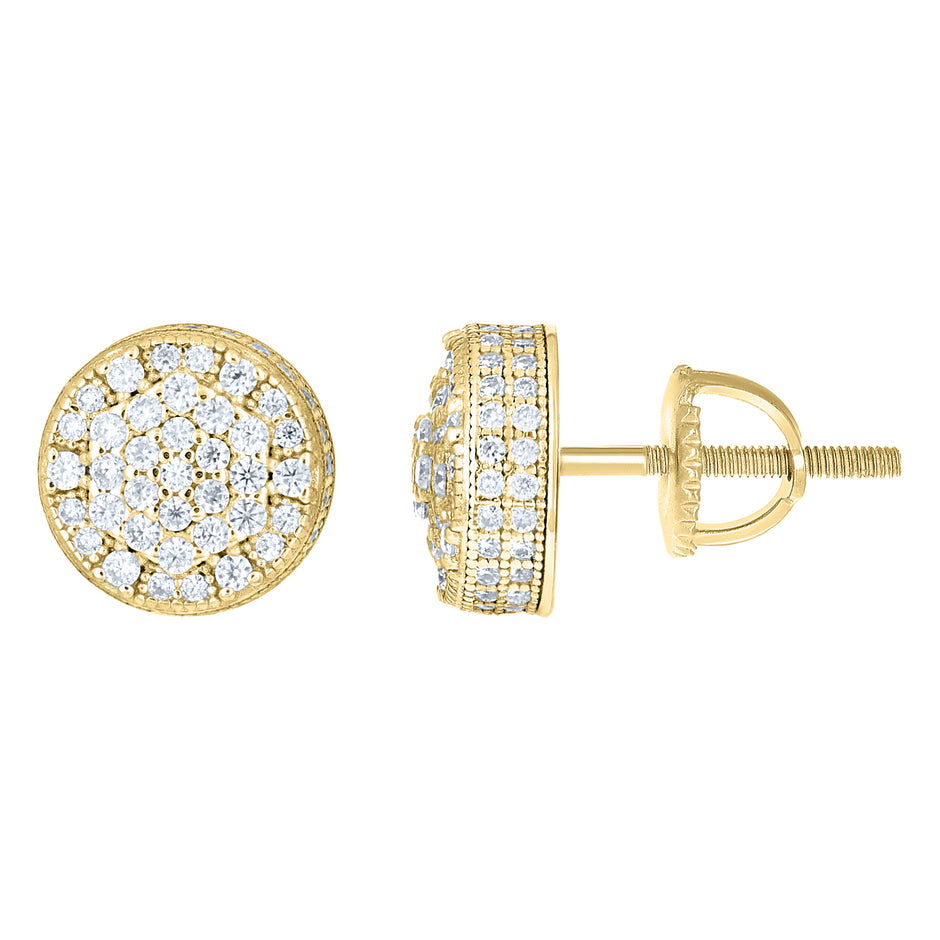 925 Sterling Silver Yellow-tone Womens Cubic-Zirconia Round Fashion Stud Earrings