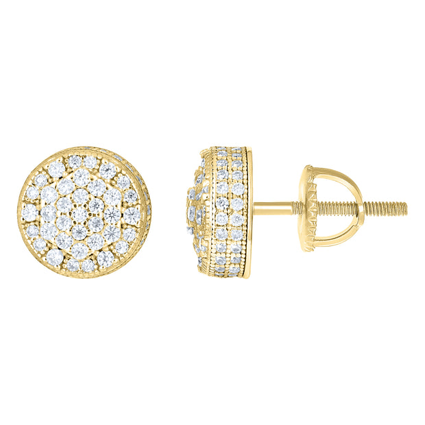925 Sterling Silver Yellow-tone Womens Cubic-Zirconia Round Fashion Stud Earrings
