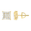 925 Sterling Silver Yellow-tone Unisex Round Baguette Cubic-Zirconia Square Fashion Stud Earrings