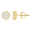 925 Sterling Silver Yellow-tone Unisex Cubic-Zirconia Round Fashion Stud Earrings