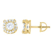 925 Sterling Silver Yellow-tone Unisex Cubic-Zirconia Round Fashion Stud Earrings