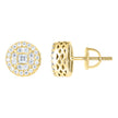 925 Sterling Silver Yellow-tone Unisex Round Princess-cut Cubic-Zirconia Round Fashion Stud Earrings