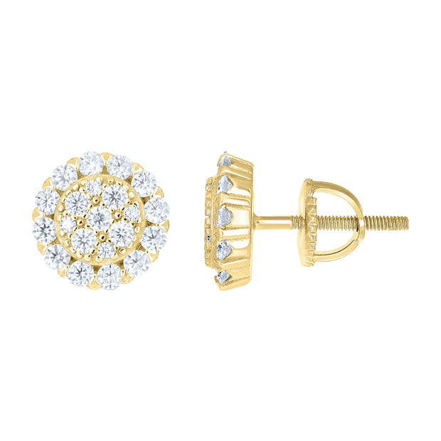 925 Sterling Silver Yellow-tone Womens Cubic-Zirconia Round Fashion Stud Earrings