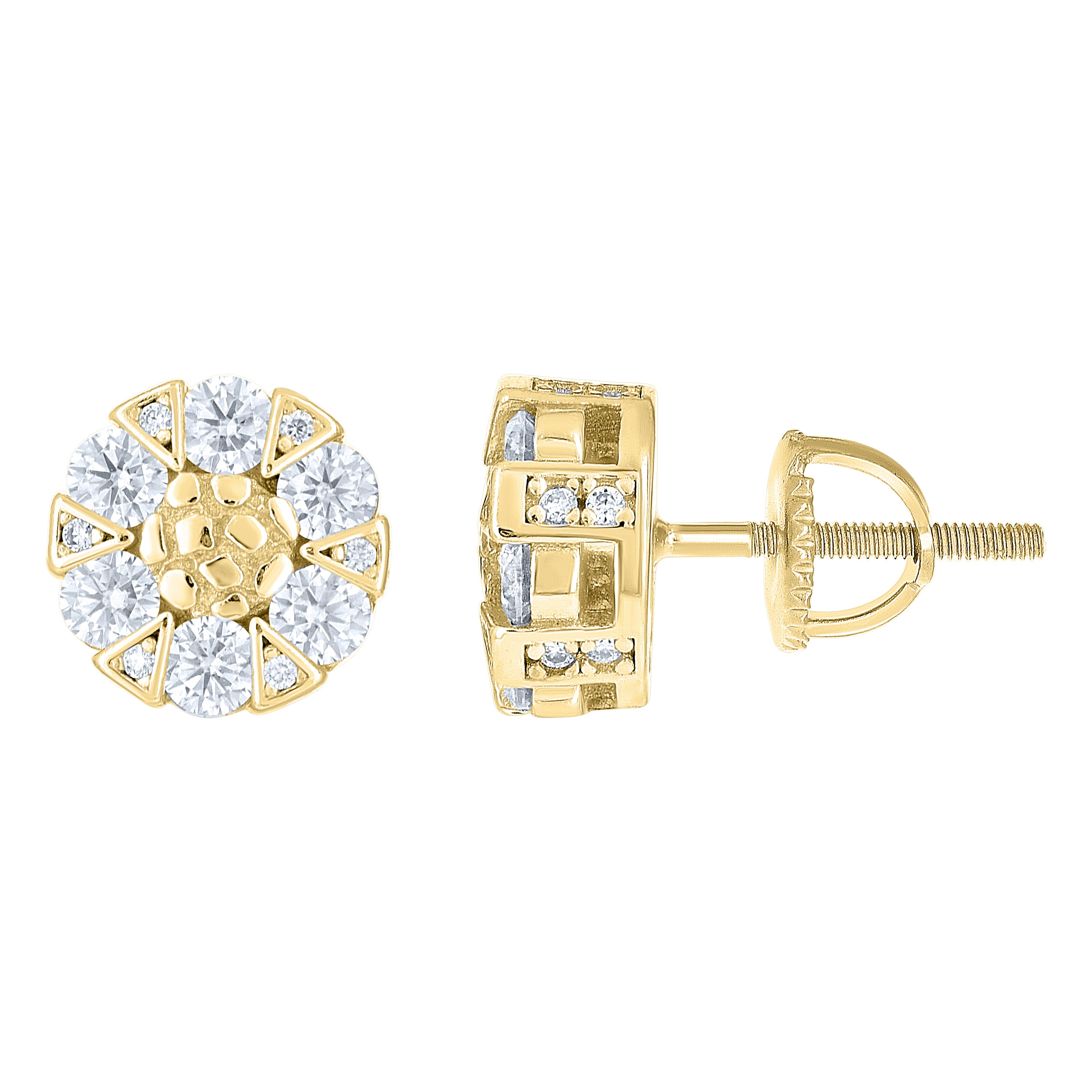 925 Sterling Silver Yellow-tone Womens Cubic-Zirconia Round Fashion Stud Earrings