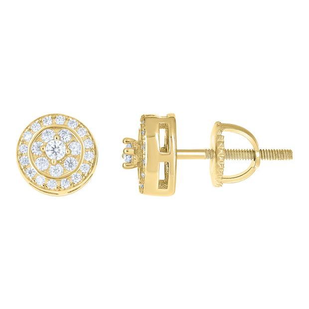 925 Sterling Silver Yellow-tone Womens Cubic-Zirconia Round Fashion Stud Earrings