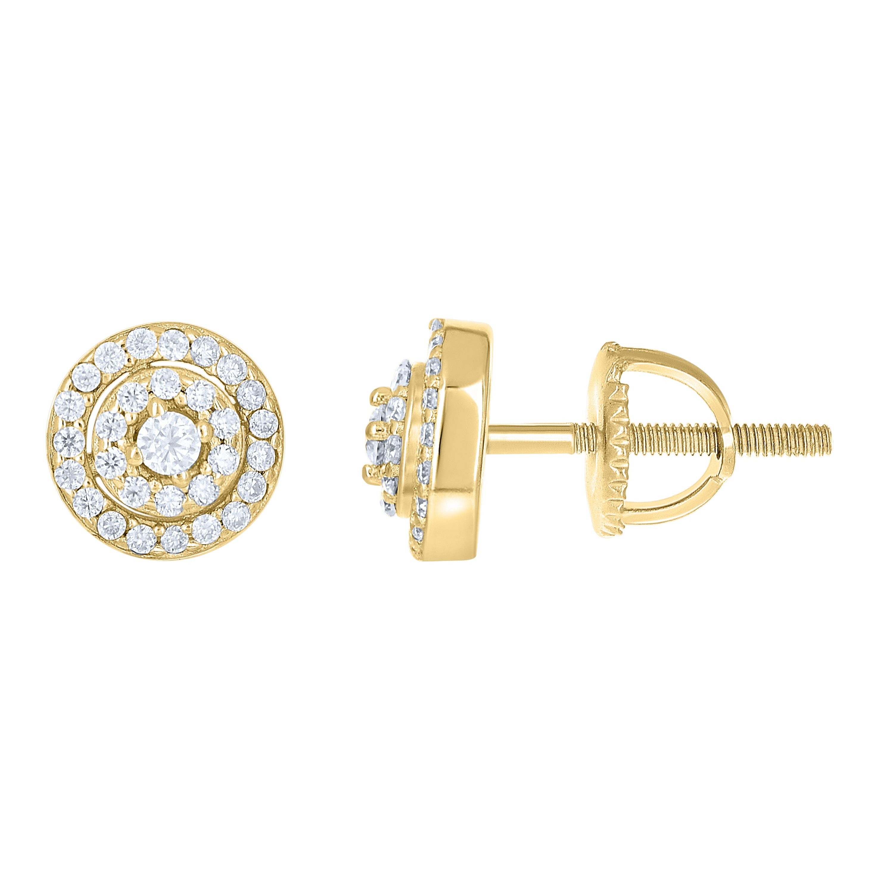 925 Sterling Silver Yellow-tone Womens Cubic-Zirconia Round Fashion Stud Earrings