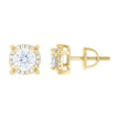 925 Sterling Silver Yellow-tone Unisex Cubic-Zirconia Round Fashion Stud Earrings