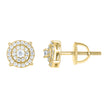 925 Sterling Silver Yellow-tone Womens Cubic-Zirconia Round Fashion Stud Earrings