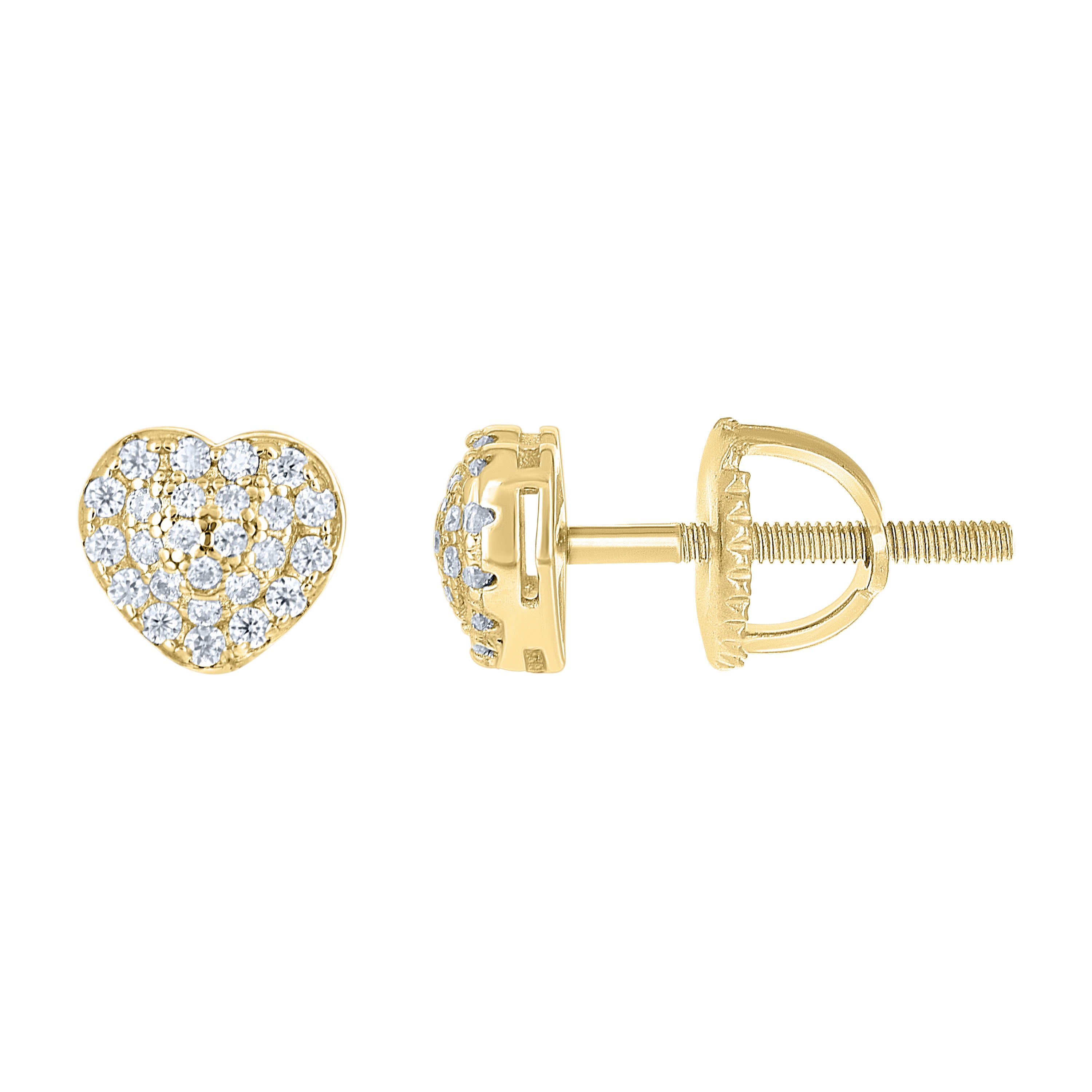 925 Sterling Silver Yellow-Tone Womens Round 0.34ct Moissanite Heart Stud Earrings
