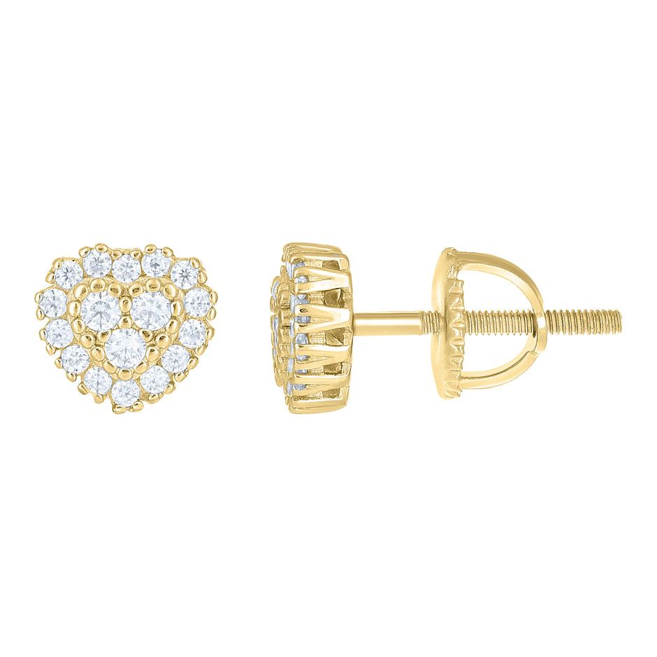 925 Sterling Silver Yellow-Tone Womens Round 0.40ct Moissanite Heart Stud Earrings