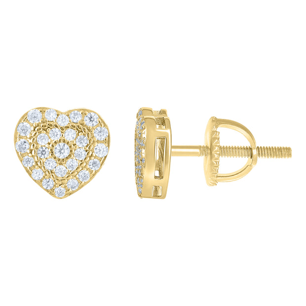 925 Sterling Silver Yellow-Tone Womens Round 0.32ct Moissanite Heart Stud Earrings