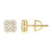 925 Sterling Silver Yellow-Tone Womens Round Baguette 0.26ct, 0.15ct Moissanite Clover Good Luck Stud Earrings