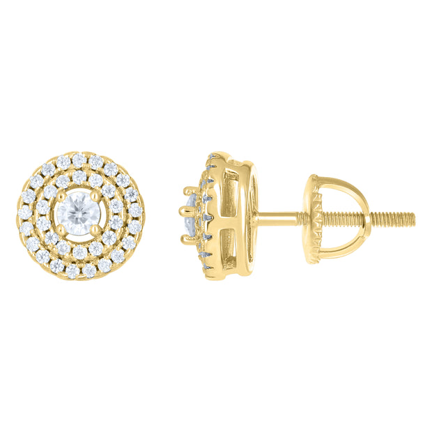 925 Sterling Silver Yellow-Tone Womens Round 0.37ct Moissanite Round Fashion Stud Earrings